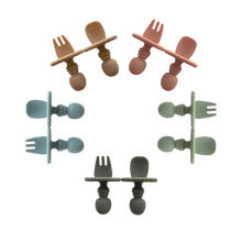Load image into Gallery viewer, Silicone Spoon & Silicone Fork in All Colours from Bubs Playground and Bubs Eats