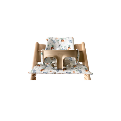 Bubs Playground's cushion for Stokke Tripp Trapp Chair with Baby Set in Wild Animals design