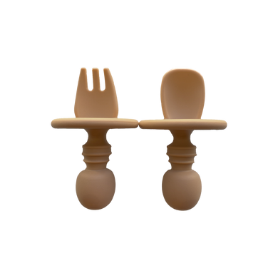 Silicone Spoon & Silicone Fork in Almond Tan from Bubs Playground and Bubs Eats
