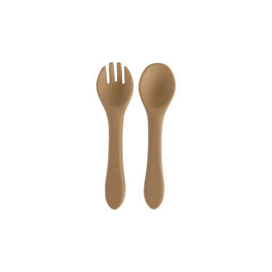 Silicone Spoon and Fork Spork in Almond Tan for Bubs Playground and Bubs Eats