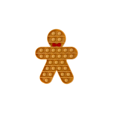 Bubs Playground Christmas gingerbread man biscuit with red bow bubble pop it sensory fidget toy