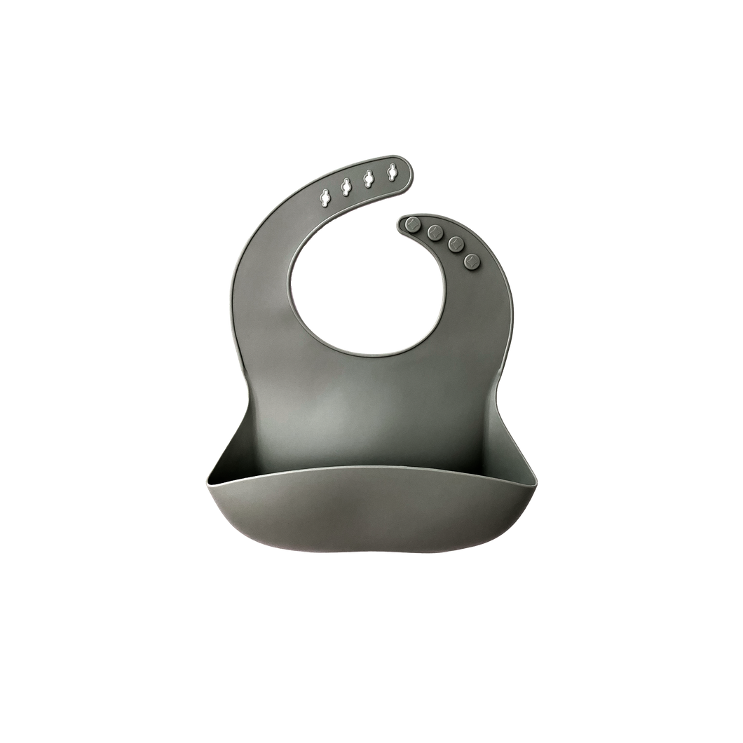 Silicone Bib in Cloud Grey from Bubs Playground and Bubs Eats