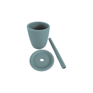 Silicone Cup With Silicone Straw and Silicone Lid in Ocean Blue for Bubs Playground & Bubs Eats  Edit alt text