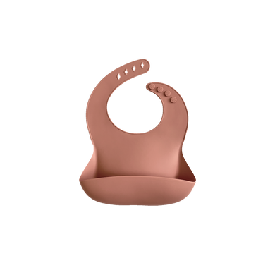 Silicone Bib in Sunrise Pink from Bubs Playground and Bubs Eats