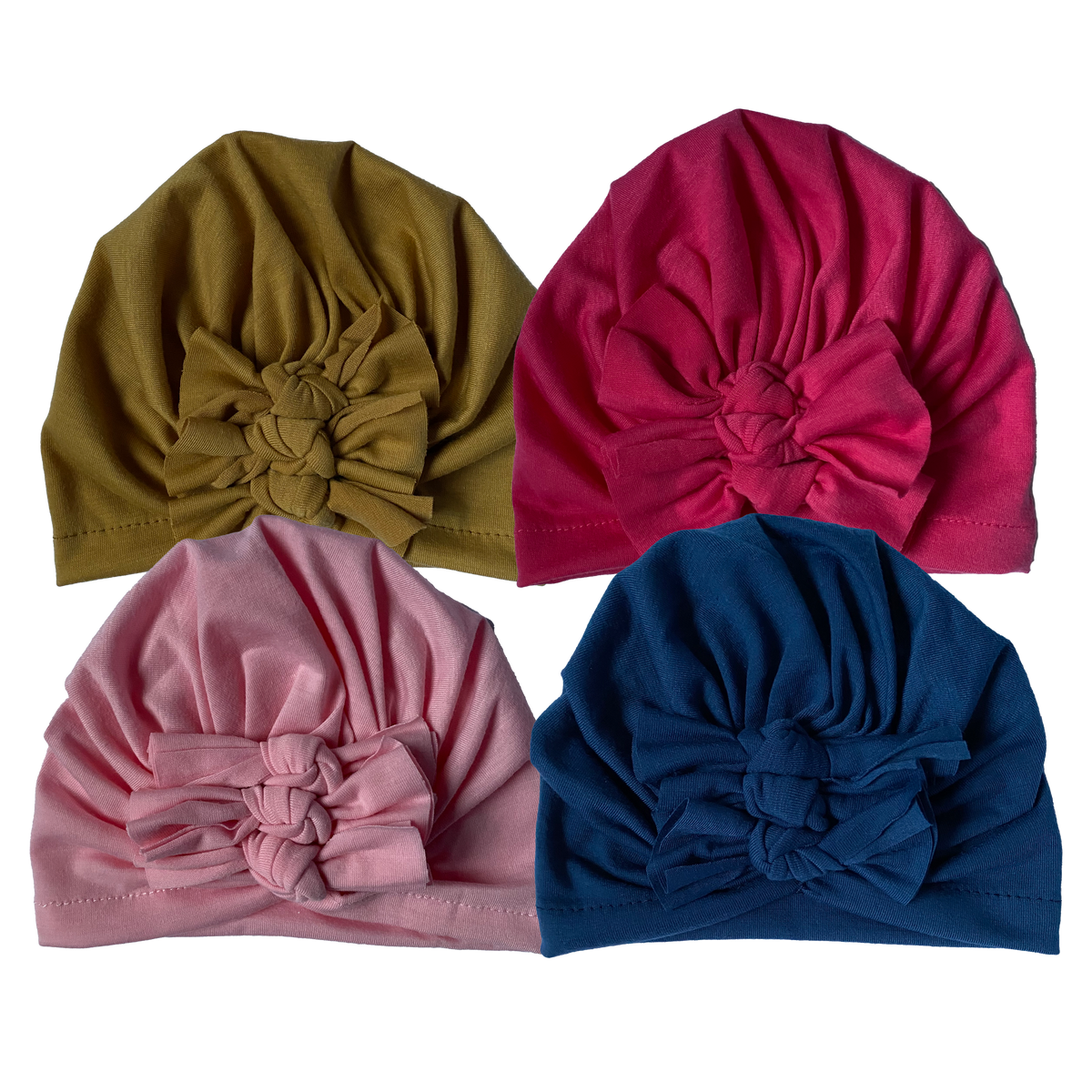 Triple Knot Turban Bow Headwrap for Baby & Toddler Pink Mustard Blue Bubs Playground